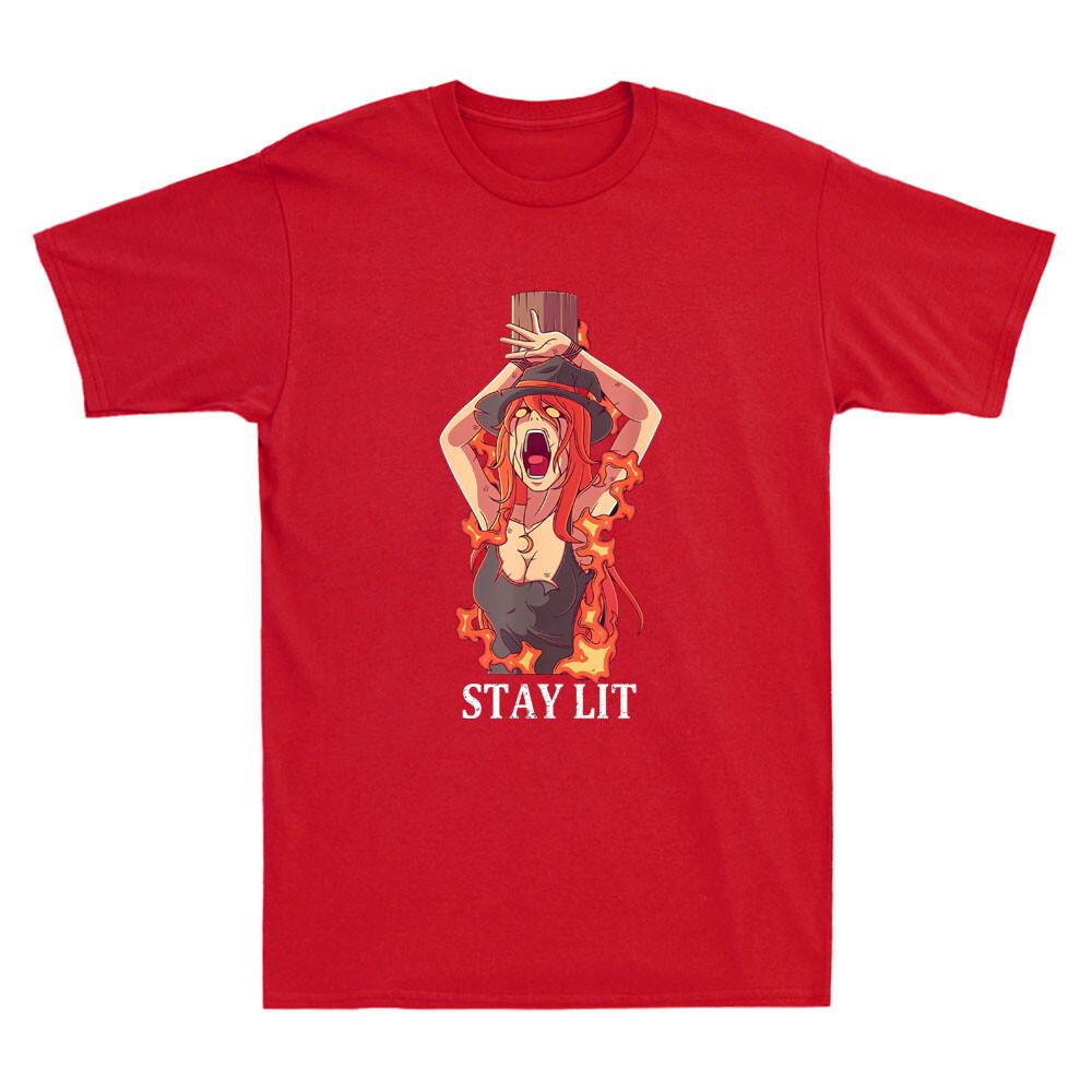 Occult Stay Lit Funny Devil Hell Unholy Antichrst Witch Graphic Unisexs Tshirt