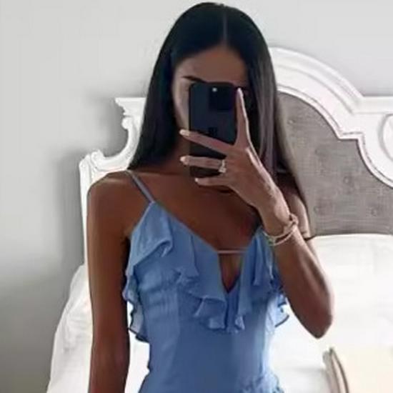 2023 Neues Sexy Unregelmäßige Farbe Spaghetti-Träger Abendkleid für Europa und Amerika
