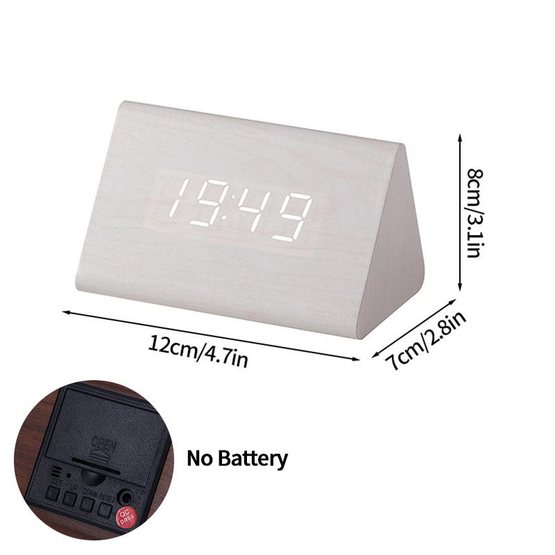 Wooden Digital Alarm Clock with Temperature Sound Desktop LED Bedside ClocK LED Alarm Clock Office Decoration Clock Home Decor