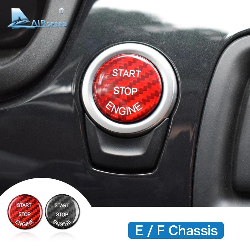 For BMW E70 E71 F25 F26 F01 F20 F21 F30 F10 Carbon Fiber Engine Start Ignition Button Cover Stickers, Interior Trim Accessories