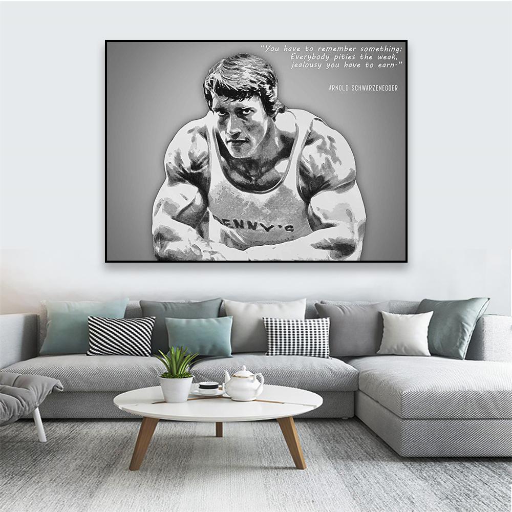 Tělocvična Art Decor Arnold Schwarzenegger Plakát Motivační citát Inspirativní tisk Sportovní box Umělecký tisk na plátno