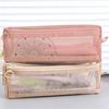 Pencil Case Double-Layer Large Capacity Transparent Mesh Students Exams Stationery Organizer Break-resistant Pencil Bag