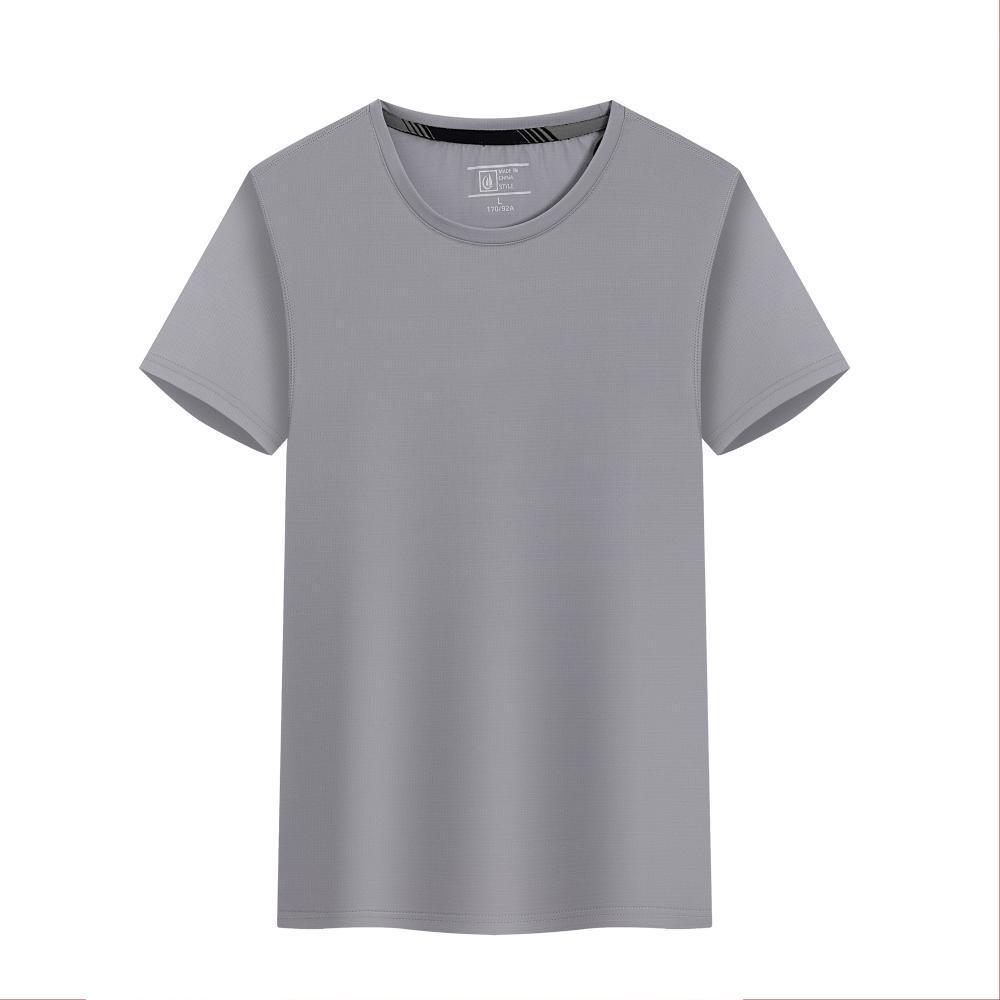 Ice Silk Quick-Dry Round Neck Sports T-Shirt for Outdoor, Tennis, Running, Auto Repair, and Advertising with Short Sleeves and Logo Print