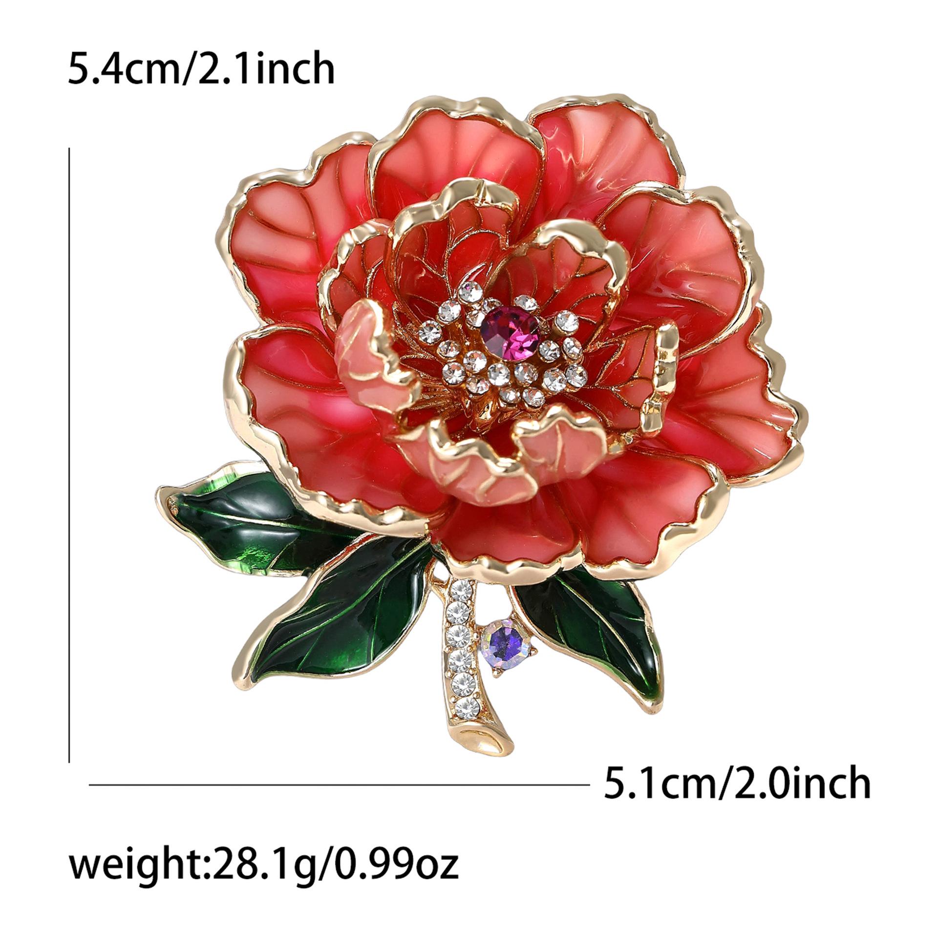 European & American Rhinestone Peony Flower Brooch - Fashionable Women s Corsage Pin Accessory