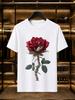 2026 New 100 Cotton Tshirt Realistic Red Rose Wrapped With Dollar Bills Print Luxury Casual Short Sleeve