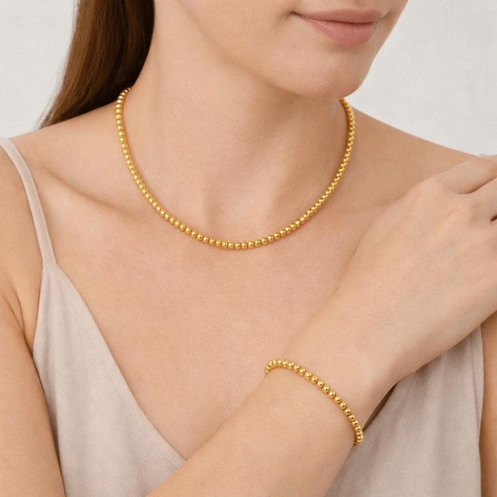 Titanium Steel Bead Bracelet Oriental Charm Golden Hand Chain Exquisite Gold-plated Necklace Daily