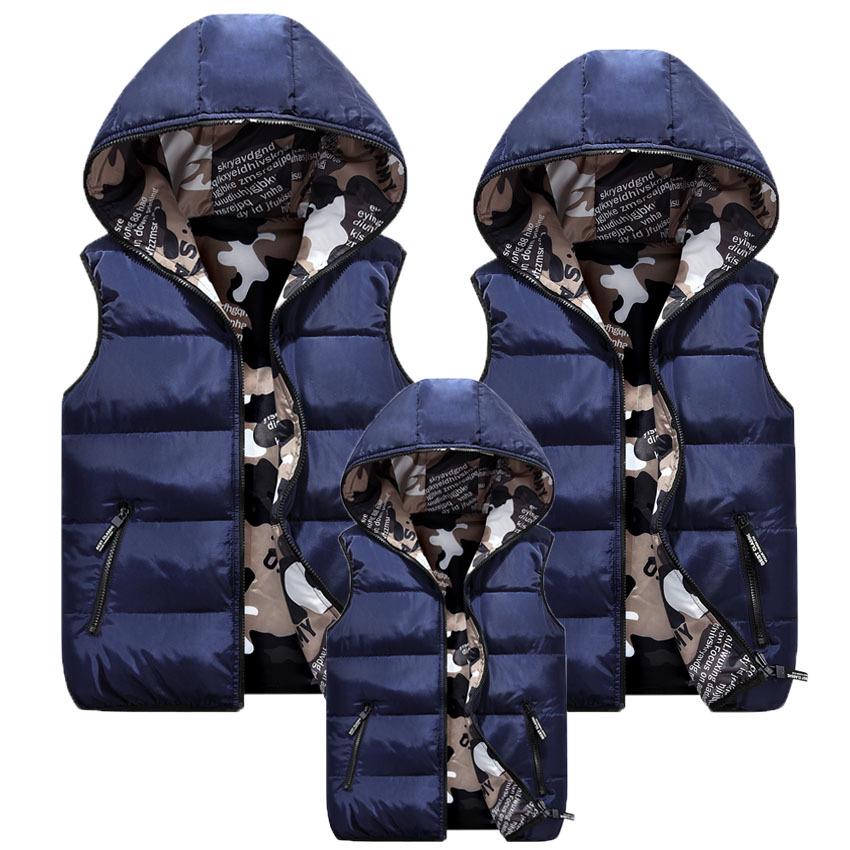 2024 New Girls' Reversible Camouflage Hooded Vest: School Uniform for Middle & Big Kids, Autumn/Winter Cotton