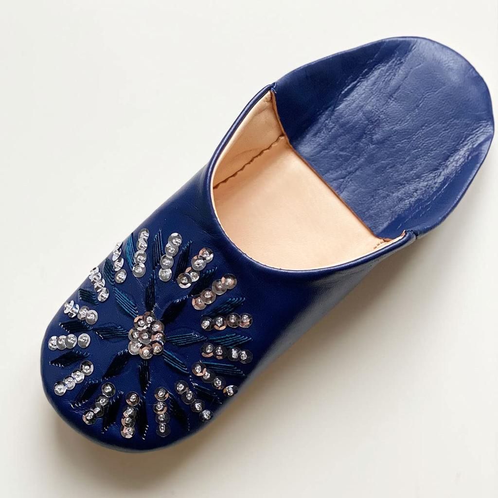 Sequined Babouche Bag Twilight Blue M [dear Morocco] // // (23.5 Cm)