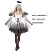 Adults Halloween Costume Cosplay Dark Angel Outfit Dress Wings Hair Band Sexy Women Halloween Clothes Suit WIth Fishnet Stocking
