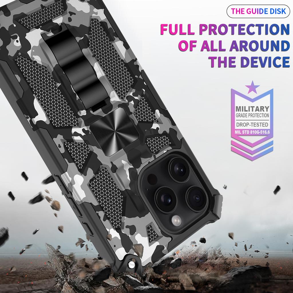Military Camouflage Phone Case For iPhone 16 Pro Max 15 Plus 14 13 12 11 7 8 Plus SE 2022 Double Layer Protection Armor Cases