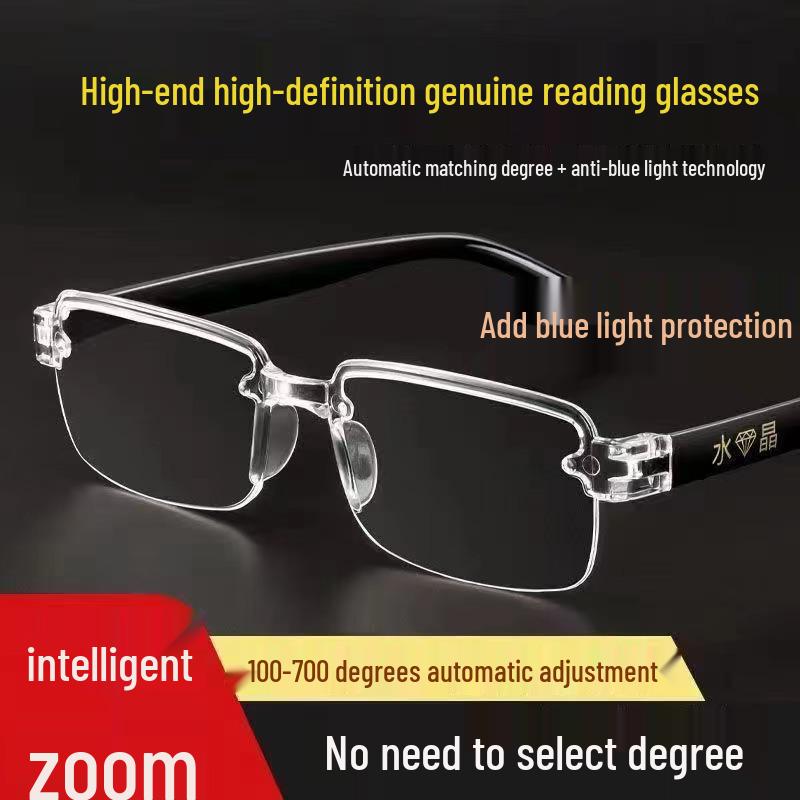 SmartZoom Rimless Reading Glasses with Auto Diopter & Blue Light Filter
