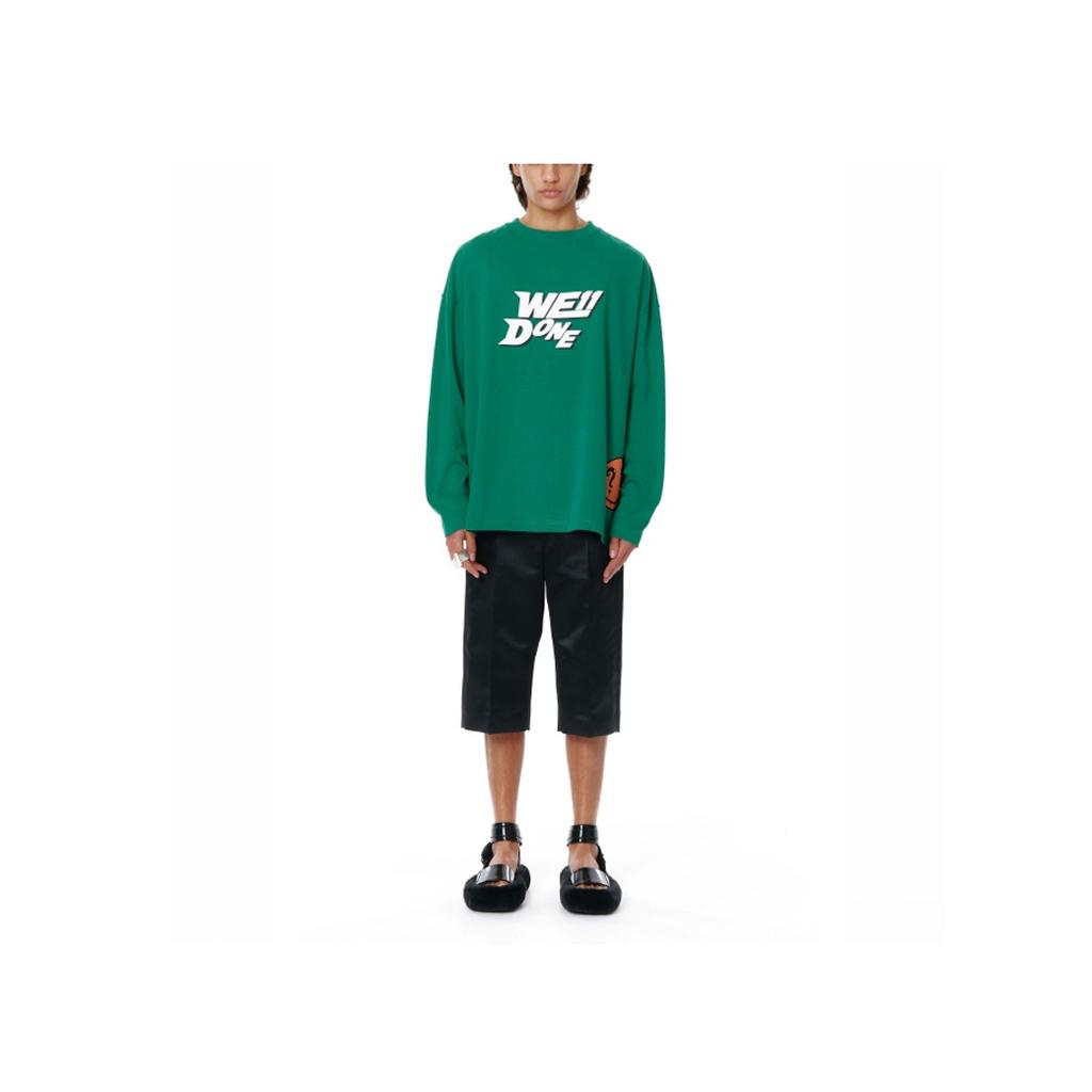 WE11DONE Ss22 Logo Simple Round Neck Long Sleeve Sweatshirt Unisex Sweatshirt Green WD-TT1-22-631-U-GR