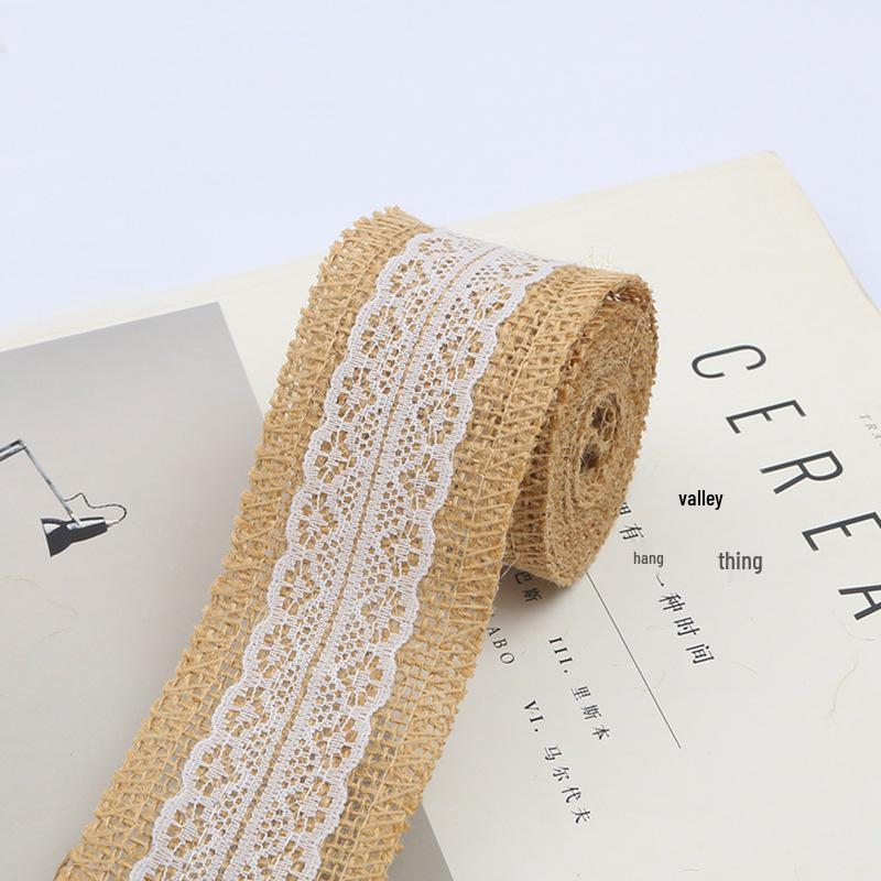 Colored Lace Burlap Roll for DIY Crafts, Handmade Packaging, and Vase Decoration.