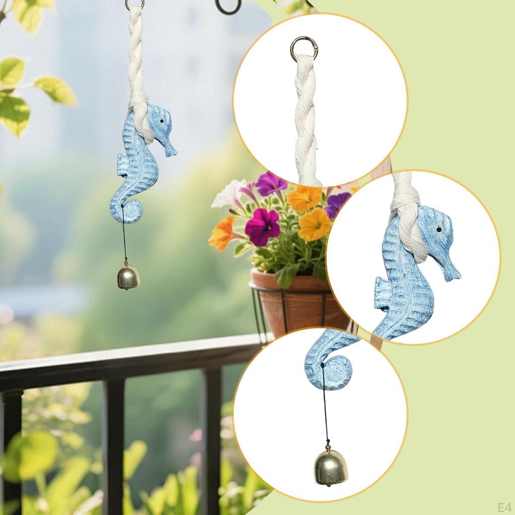 Hanging Door Opening Ornament Charm Windchime Wooden Seahorse Doorbell Pendant for Office Wall