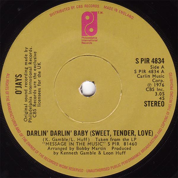 7inch Record O'JAYS - Darlin' Darlin' Baby (Sweet, Tender SPIR4834 Philadelphia In 1976 UK Soul/Funk Used