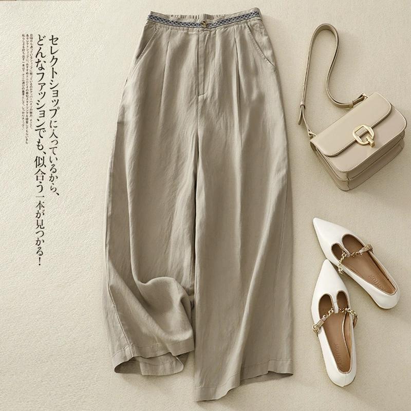 Women Spring Summer Pants Thin Elastic Waist Loose Cotton Mother Pants Casual Female Trousers