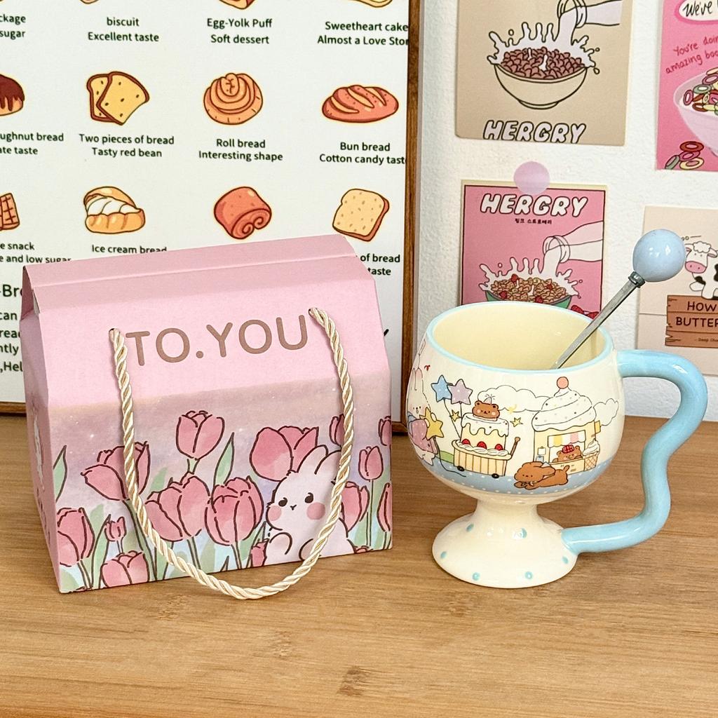 Cute Girl Goblet Cartoon Mug Ceramic Water Cup Household High-value Coffee Cup Good-looking Birthday Gift