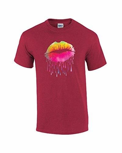 

Neon Rainbow Kissing Lips Adult Tee Shirt Antiquecherry L