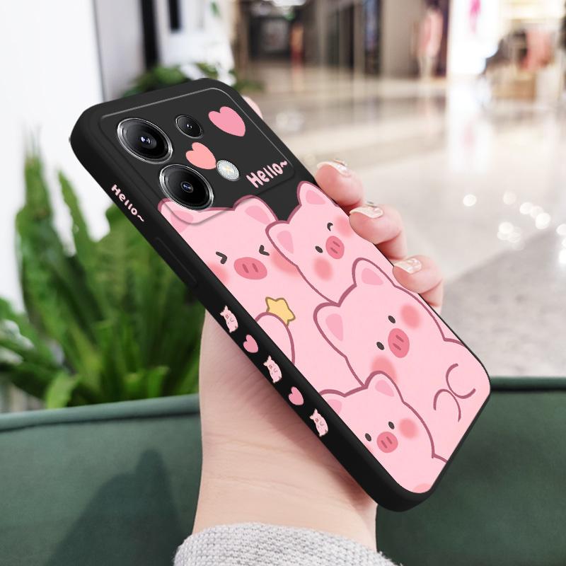 Happy Pig Phone Case For Xiaomi Poco F8 F7 X7 X6 F6 M6 M5 M5S F5 X5 F4 X4 M4 F3 M3 X3 Pro 4G 5G GT Silicone Cover
