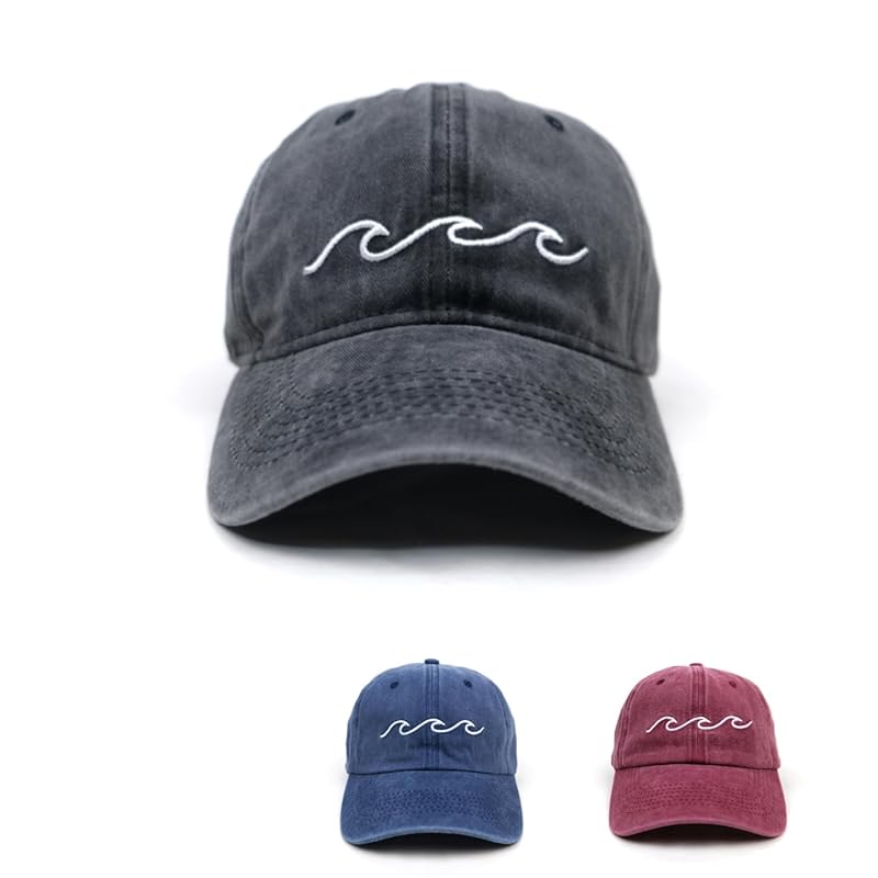 

[NAMEOF] wave wave cotton baseball cap pigment dye Washed processing unisex surfing marine sports outdoor free size adjustable (JP, alphabet, Free