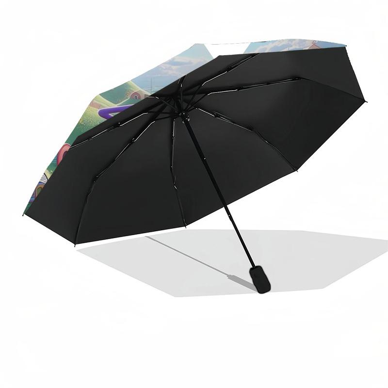 Teletubbies, Colorful Themed Automatic Opening and Closing Umbrella, Compact Travel Umbrella, Lightweight and Portable, Suitable for Beach C