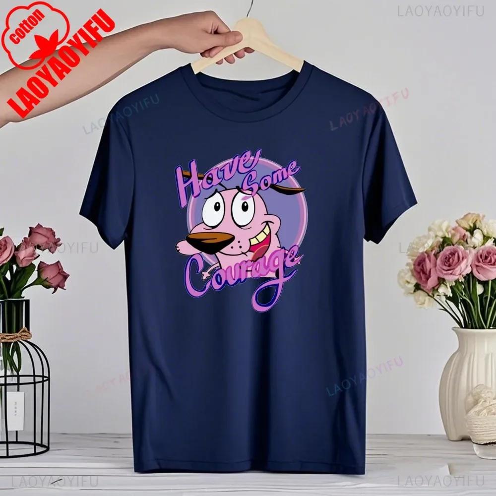 90er Cartoon Courage Der Feige Hund Grafik T-Shirt Retro Street Fashion Sommerkleidung Oberteile Geschenk Männer Frauen Paar Baumwoll-Tees