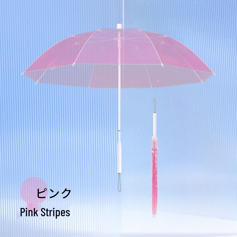 Mamoru Прозрачный длинный зонт-трость в полоску