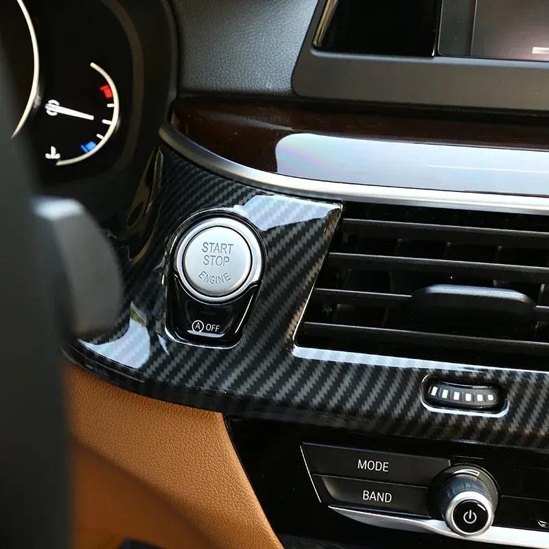 ABS Carbon Fiber Style Car Center Console Air Condition Outlet Vent Frame Cover Trim For BMW 5 Series G30 6GT G32 2018- LHD