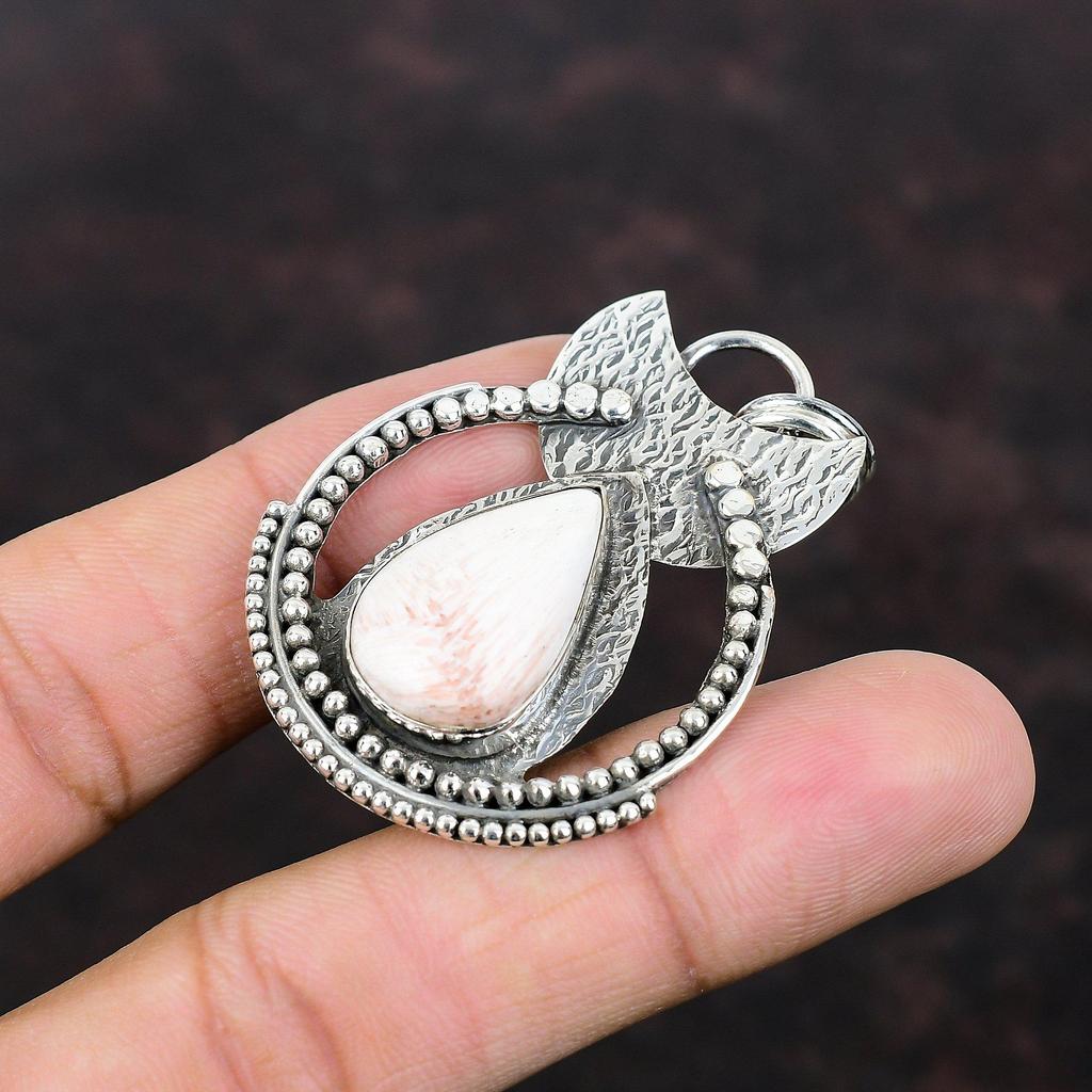 Scolecite Hänge Handgjorda Vackra Smycken 925 Sterlingsilver Hänge En A Kvalitet Ädelsten Smycken Gåva För Kvinnor Senaste Design Smycken