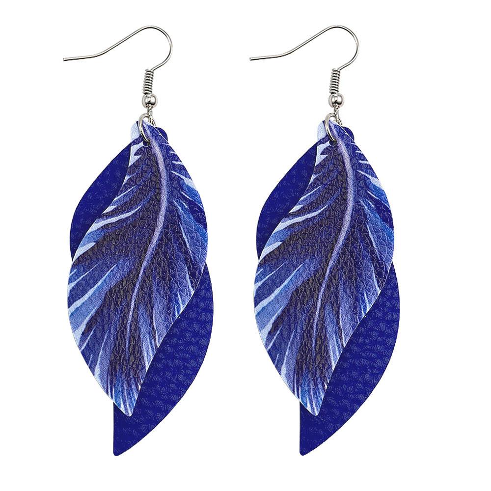 Female leaf leather earrings, feather earrings, jewelry accessories