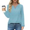 Damen T-Shirt mit Knopfleiste, Blumendruck, langärmelig, für den Alltag, Wochenende, Basic, V-Ausschnitt, normales Oberteil