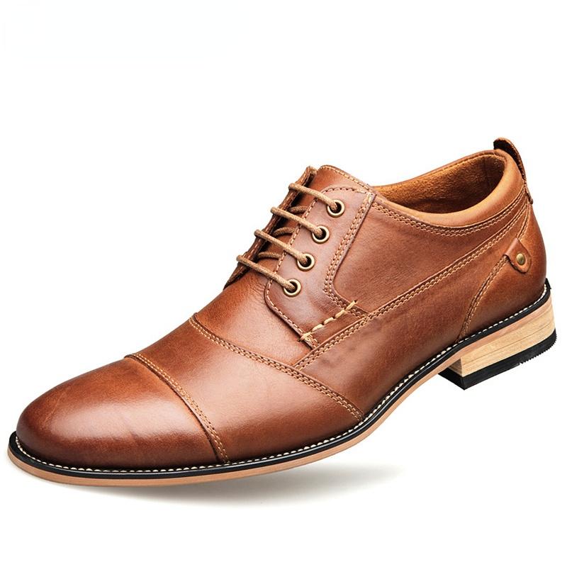 Brand Men Shoes Top Quality Oxfords British Style Men Genuine Leather Dress Shoes Business Formal Shoes Men Flats Plus Size 47