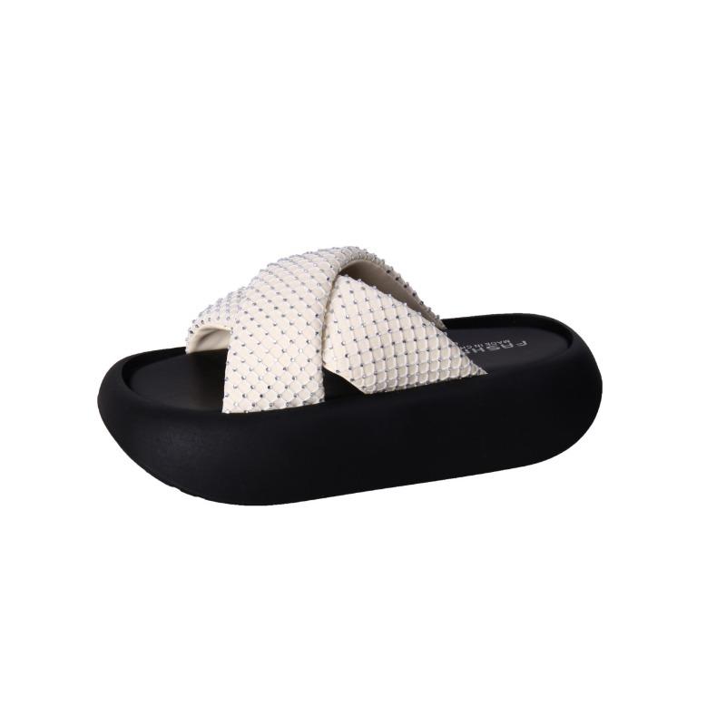 Damen Sommer neue Leder-Sandalen mit dickem Boden für draußen Strand lässig vielseitig Rock rutschfest