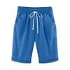 Women's Comfortable Linen Casual Beach Shorts Loose Solid Color Fifth Pants with Pockets