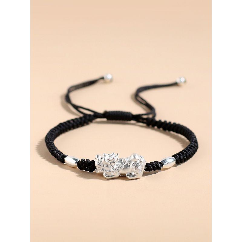 

Money Drawing Pi Xiu Sterling Silver Bracelet Boys Couple 999 Silver Carrying Strap Pure Silver Fancy Female Men s Bracelet Red rope boys size [rope longer]]