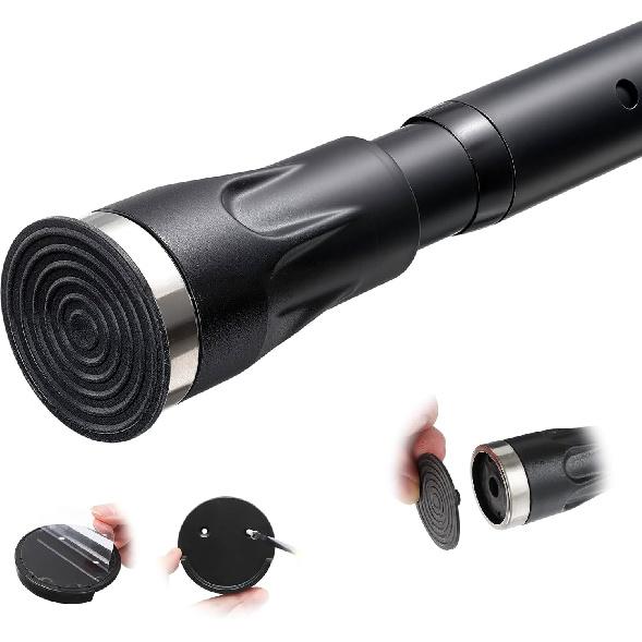 Tension Curtain Rod, 42 to 115 inch Adjustable Heavy Duty black shower curtain rod for bathroom Closet Windows