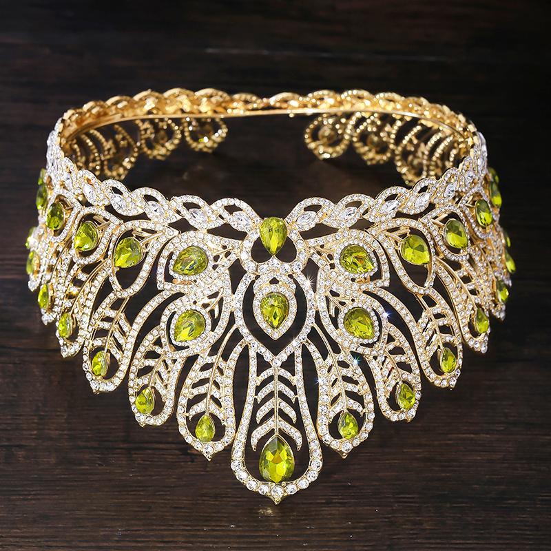 Baroque Royal Queen Large Diadem Bridal Crown Pageant Miss Headdress Bride Wedding Dress Hair Jewelry Accessories