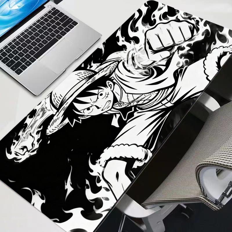

Black and White Mouse Pad One Piece Luffy Big Gamer Gaming Accessories Speed Keyboard Leather Lock Edge Desk Mat Laptop Mousepad 30x60x0.2cm
