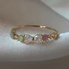 New Cute Colorful Zircon Flower Ring For Women Girl Fashion Vintage Zircon Adjustable Rings Jewelry Gift
