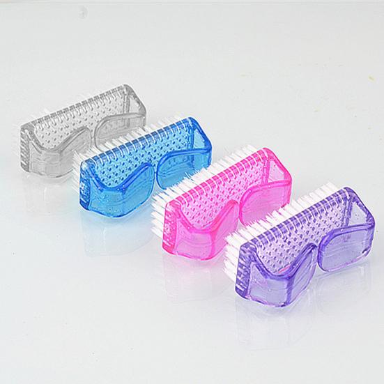 4Pcs Plastic Handle Grip Nail Dust Brush Fingernail Scrub Cleaner Pedicure Tools