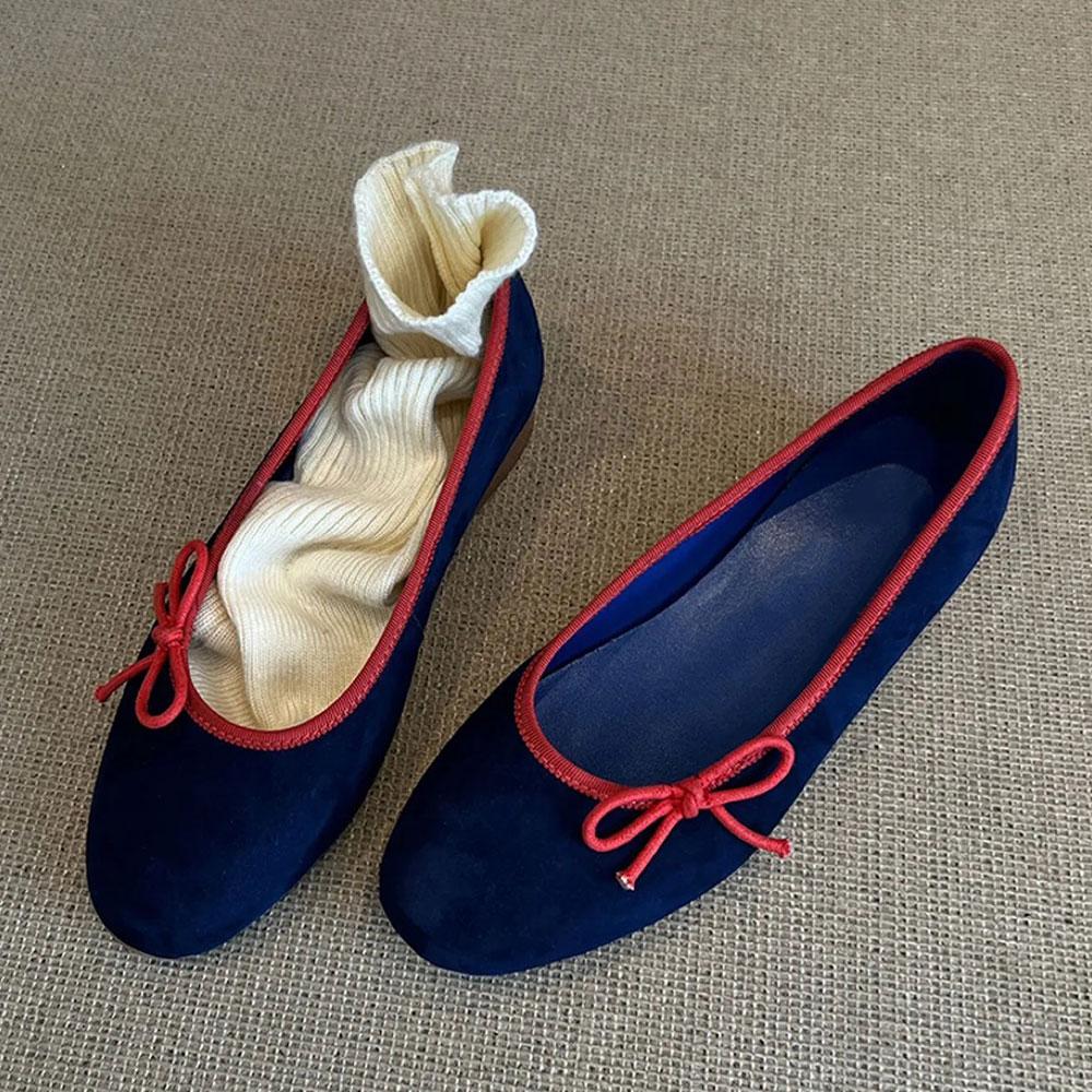 2025 Damenschuhe Süße Runde Zehenpartie Schleife Komfort Weiche Sohle Alltag Ballerinas für Büroangestellte