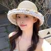 Straw Sun Hat Women's Summer Beach Vacation Sweet Lace Curled Elegant Shade Fisherman Hat