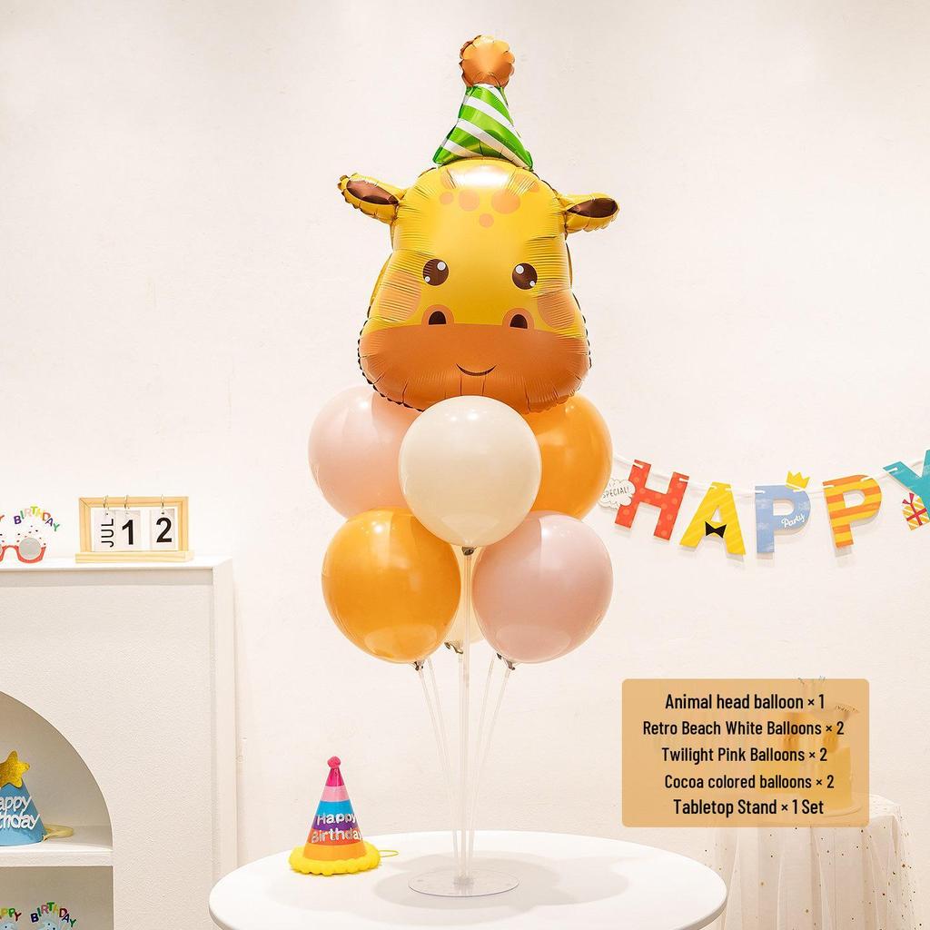 Cartoon Animal Birthday Table Decorations: June 1st Children's Day Balloons & Dessert Ornaments
