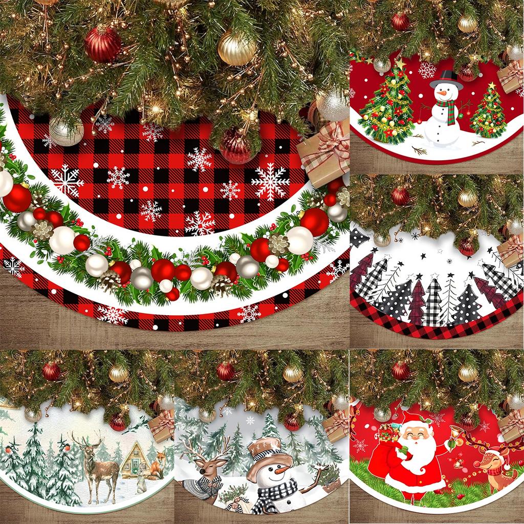 Christmas Flannel Tree Skirt Crafts Tree Surround Base Set Merry Christmas Decoration for Home 2024 Xmas Ornaments Navidad 2025