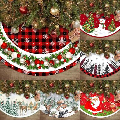 Christmas Flannel Tree Skirt Crafts Tree Surround Base Set  Merry Christmas Decoration for Home 2024 Xmas Ornaments Navidad 2025