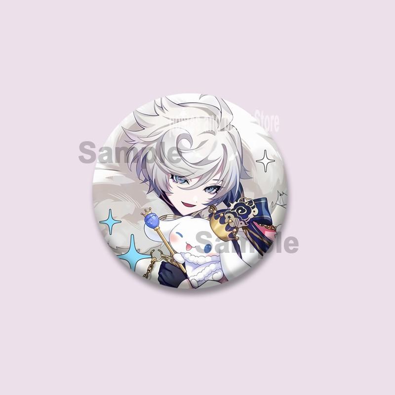 Cartoon Game Merold Kurode Hallritt Brooch Anime Fragaria Memories Lapel Pins Plastic Round Badge for Bag Hat Jewelry XMAS Gifts