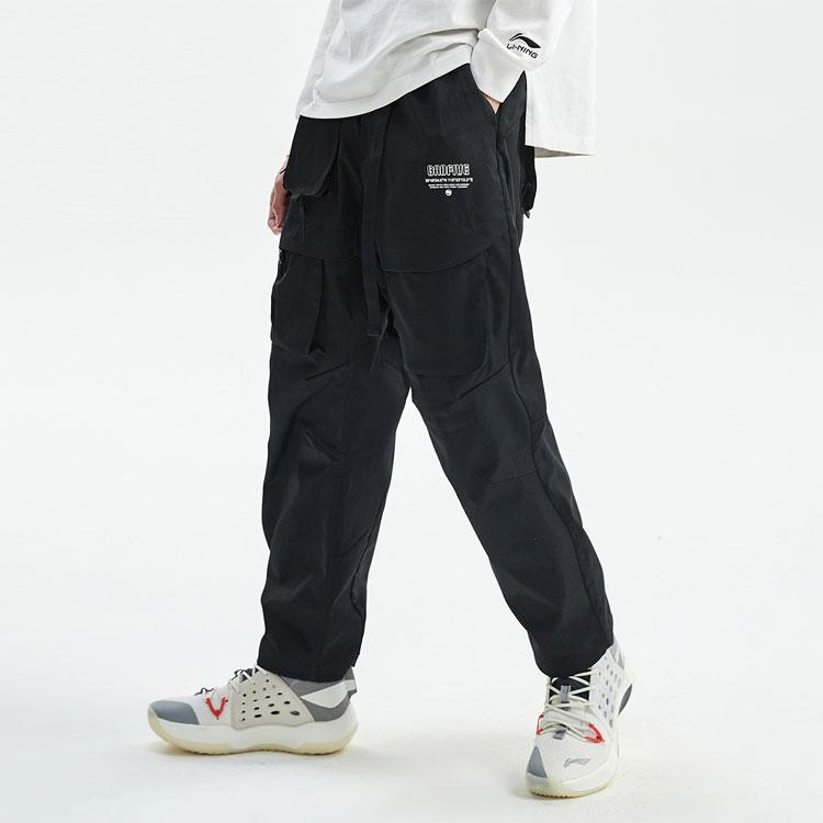 Li-Ning Badfive Multi-Pocket 3D Tailored Loose Sports Pants Men Bottoms Black AKXR071-2