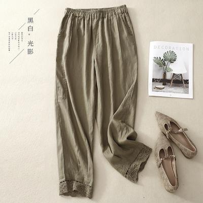 Summer Woman's Pants Retro Cotton Linen Casual Pants Female Thin Section Haren Pants Literary Loose Long Pants
