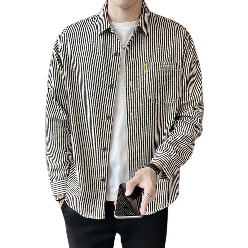 

Полосатая рубашка, повседневная рубашка-пиджак L чёрный