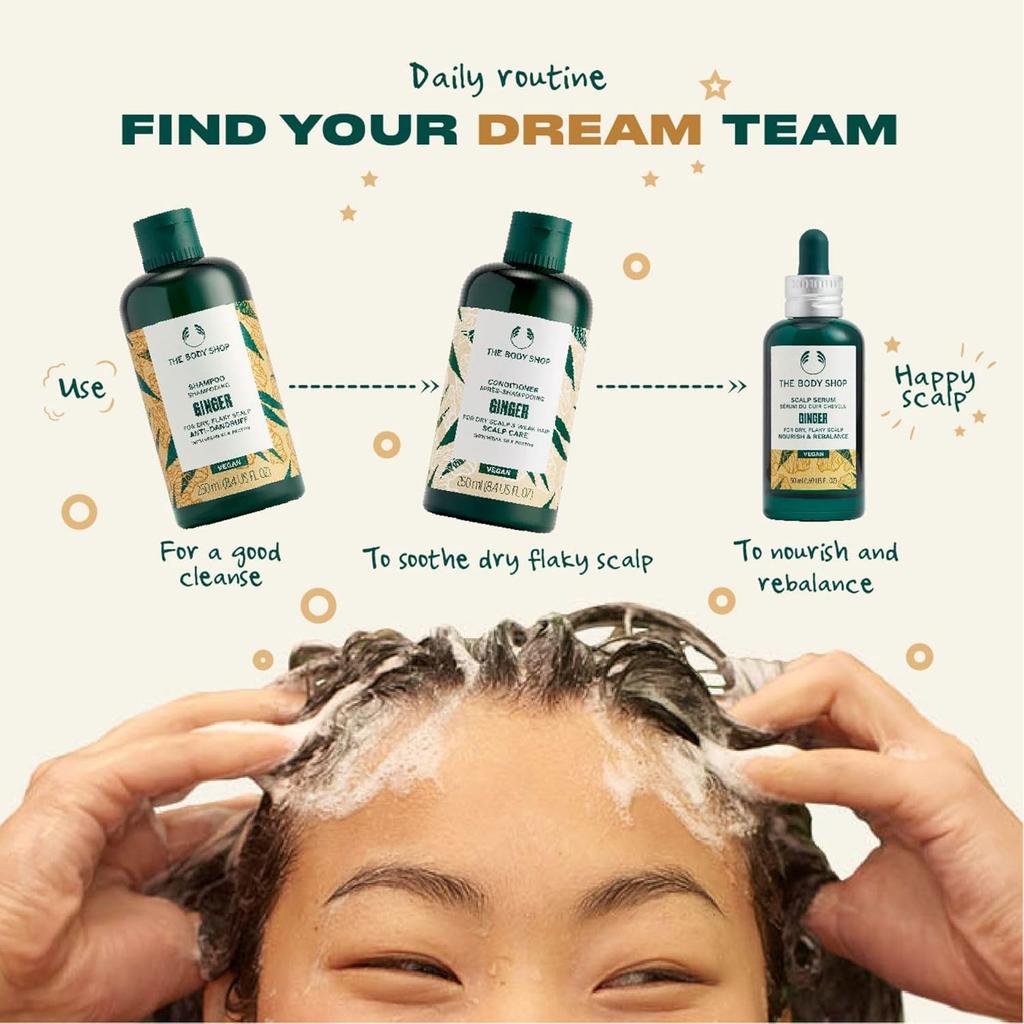 The Body Shop Vegane Ingwer Spülung 250 ml für trockene Kopfhaut und schwaches Haar mit Seidenprotein